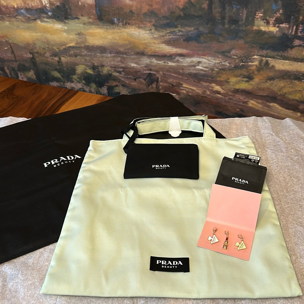 Prada Beauty Mint-Light Green Canvas Tote